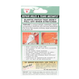 Patch TEAR AID type B pour réparations tissus PVC et Vinyle.